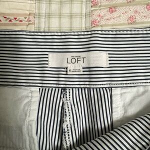 LOFT Navy and White Striped Skirt
